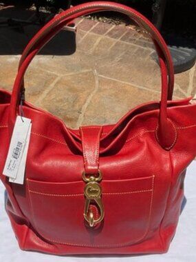 Dooney and Bourke- Red Florentine Leather Hobo Lock Bag *NWT